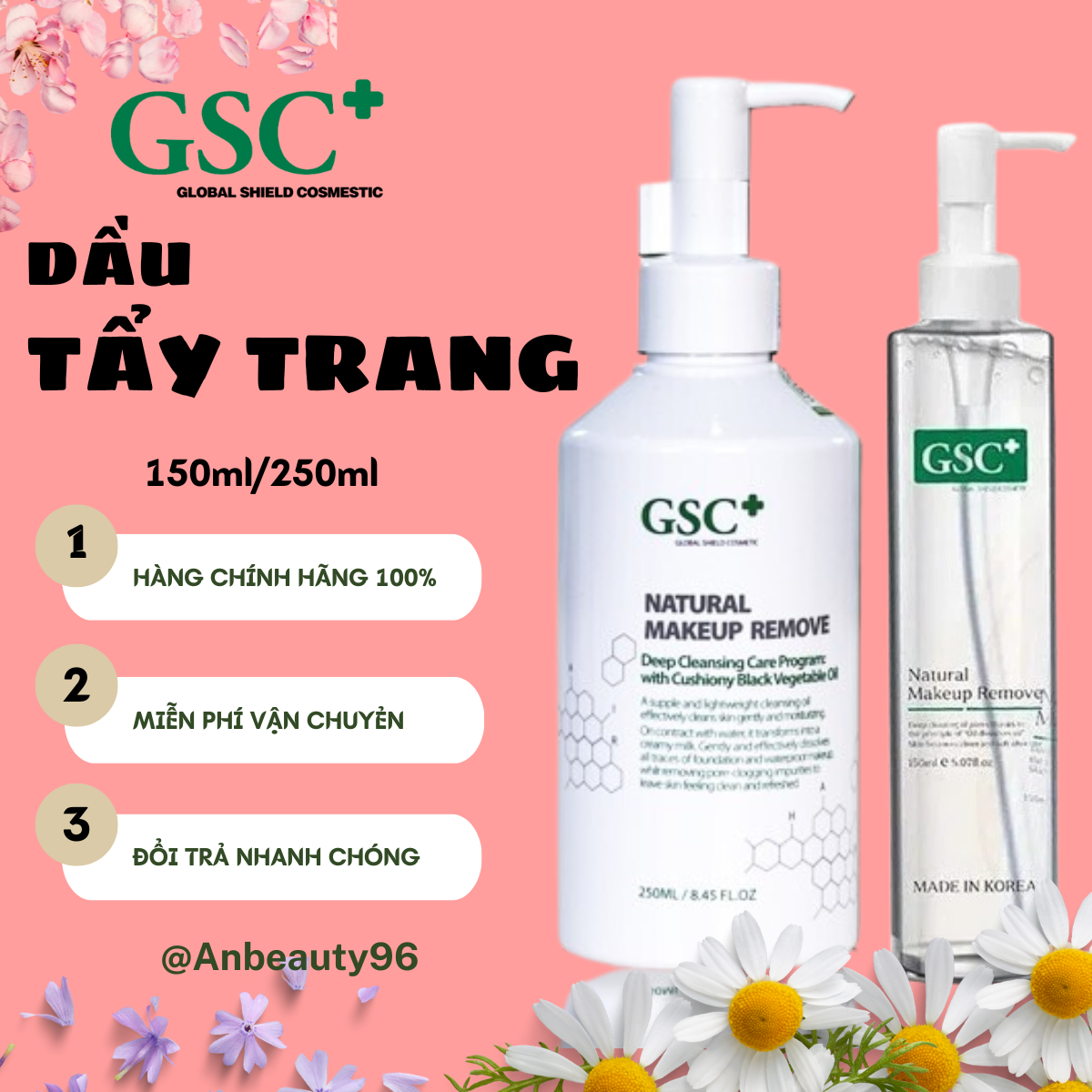 Dầu tẩy trang GSC+ Natural Makeup Remove 250ml