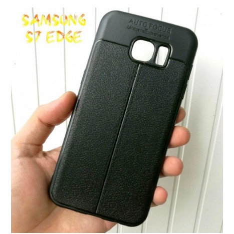 Ốp lưng autofocus ss galaxy s7 edge dẻo giả da đen đẹp