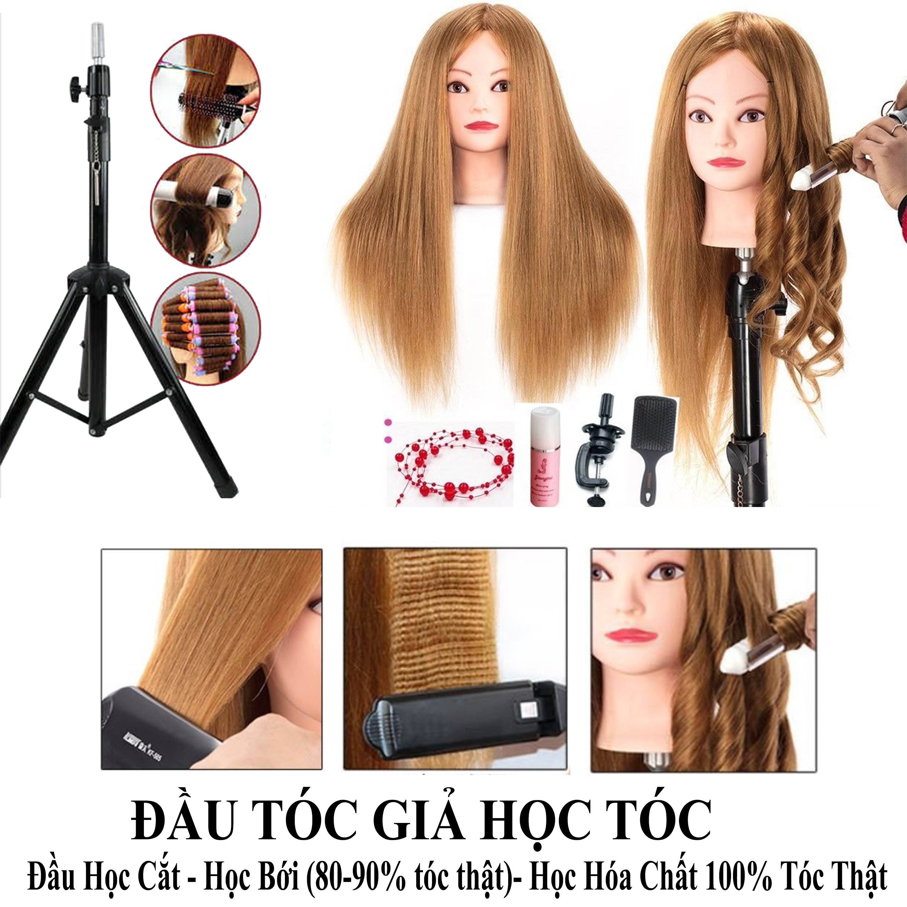Đầu ken tóc thật 100 có thể uốn duỗi nhuộm tẩy  Shopee Việt Nam