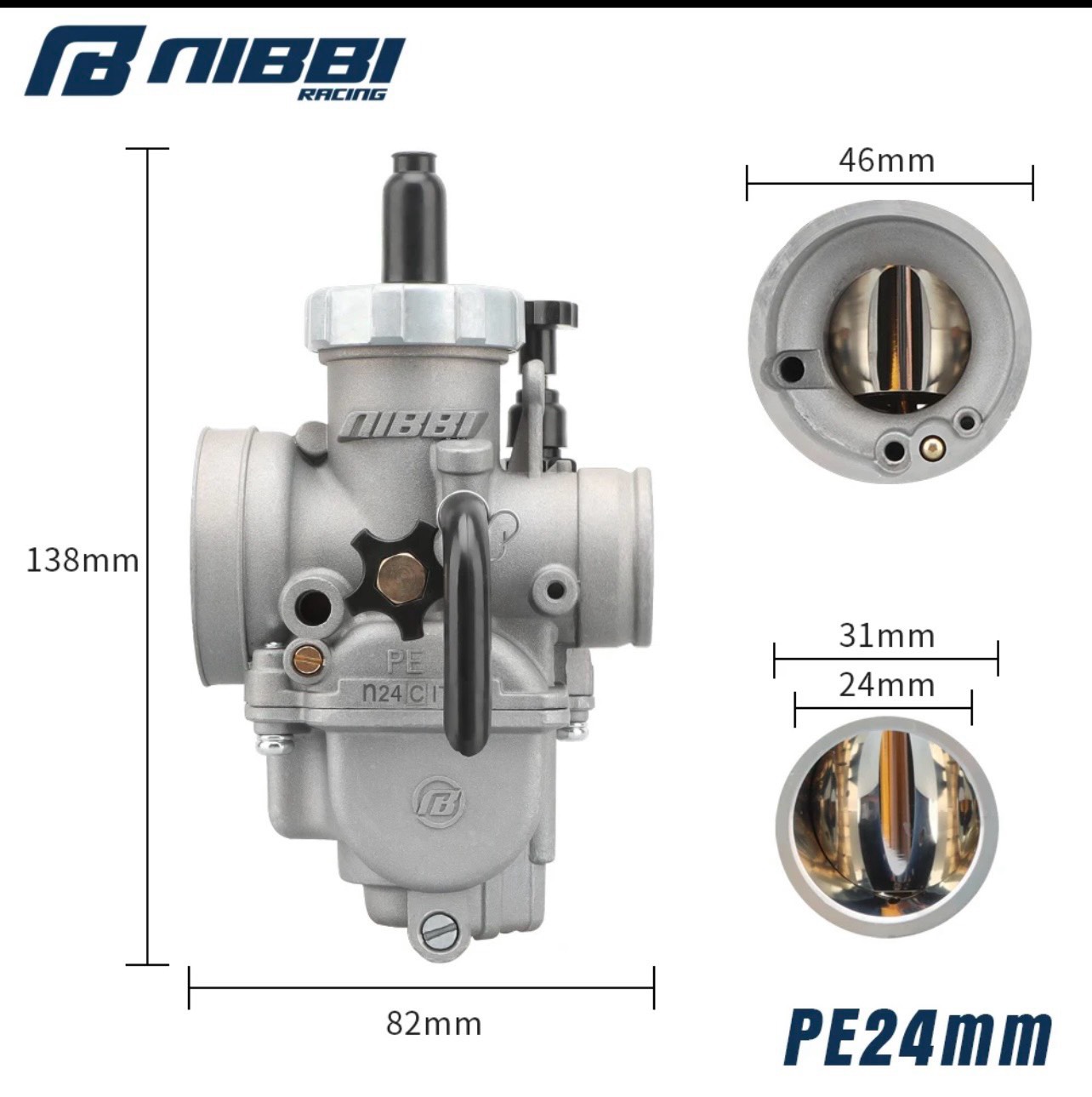 Bình xăng con Nibbi Ga tròn PE 24mm / 26mm / 28mm / 30mm