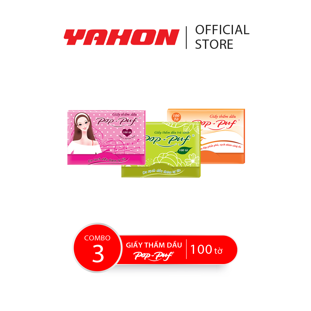 Combo 3 hộp giấy thấm dầu pop-puf , 100 tờ/hộp