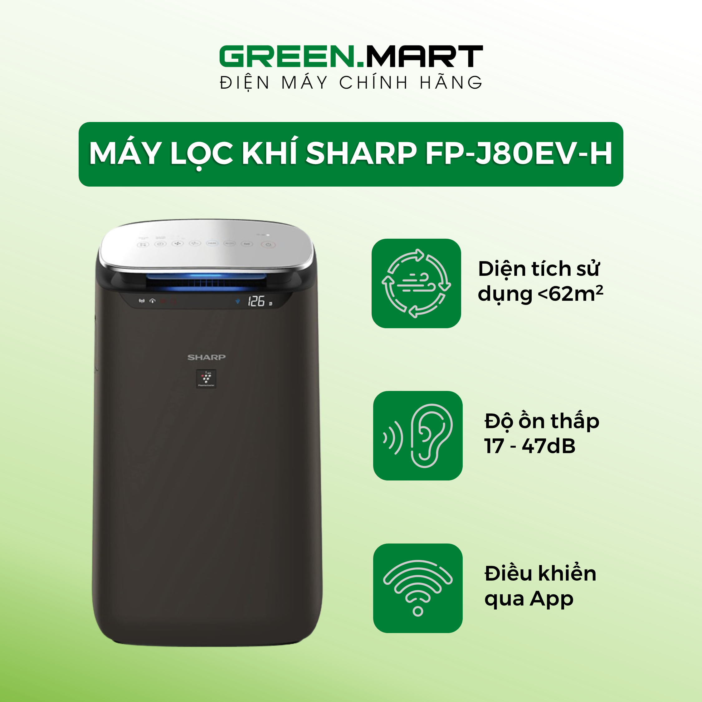 Máy lọc không khí sharp fp-j80ev-h - hàng chính hãng