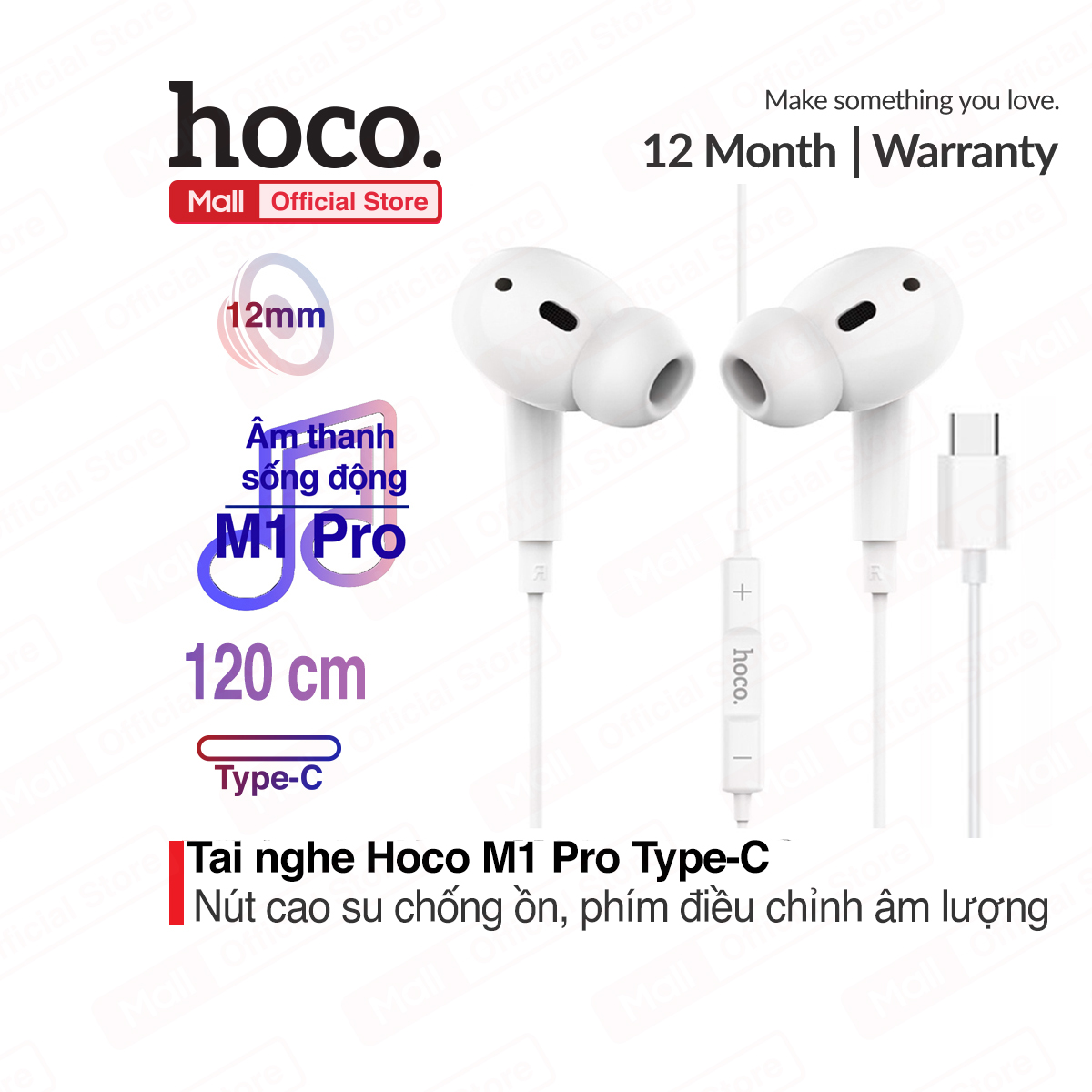 Tai Nghe Dây Hoco M1 Pro Chân Type-C Chức Năng Gọi Hỗ Trợ Dài 1.2M