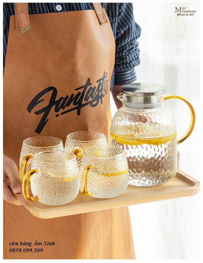 Bình thủy tinh pha trà hoa, Bình Detox - Bình đựng nước dung tích 1300-1800 ml