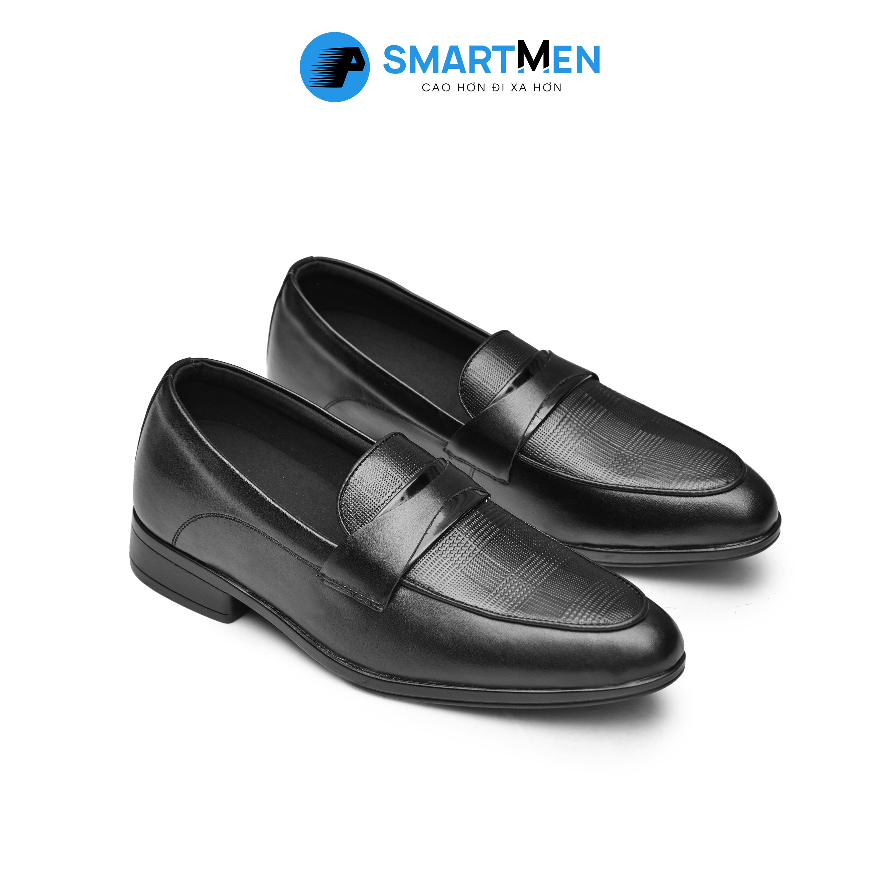 Giày lười tăng chiều cao da bò smartmen glc-38-d