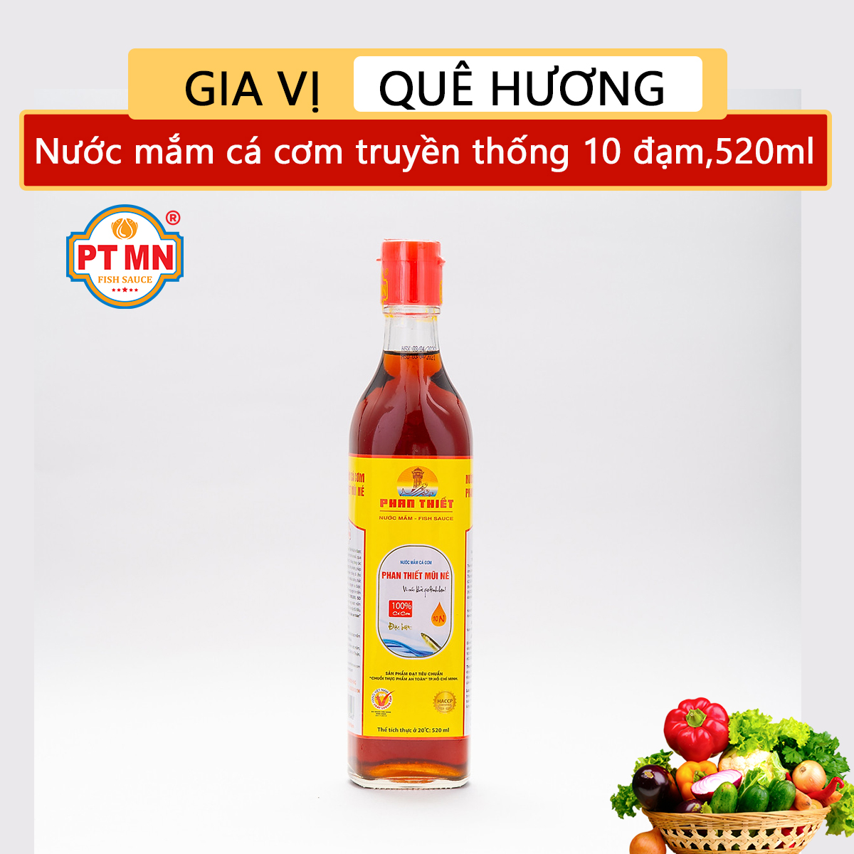 Nước mắm cá cơm truyền thống phan thiết mũi né 10 đạm chai 520ml