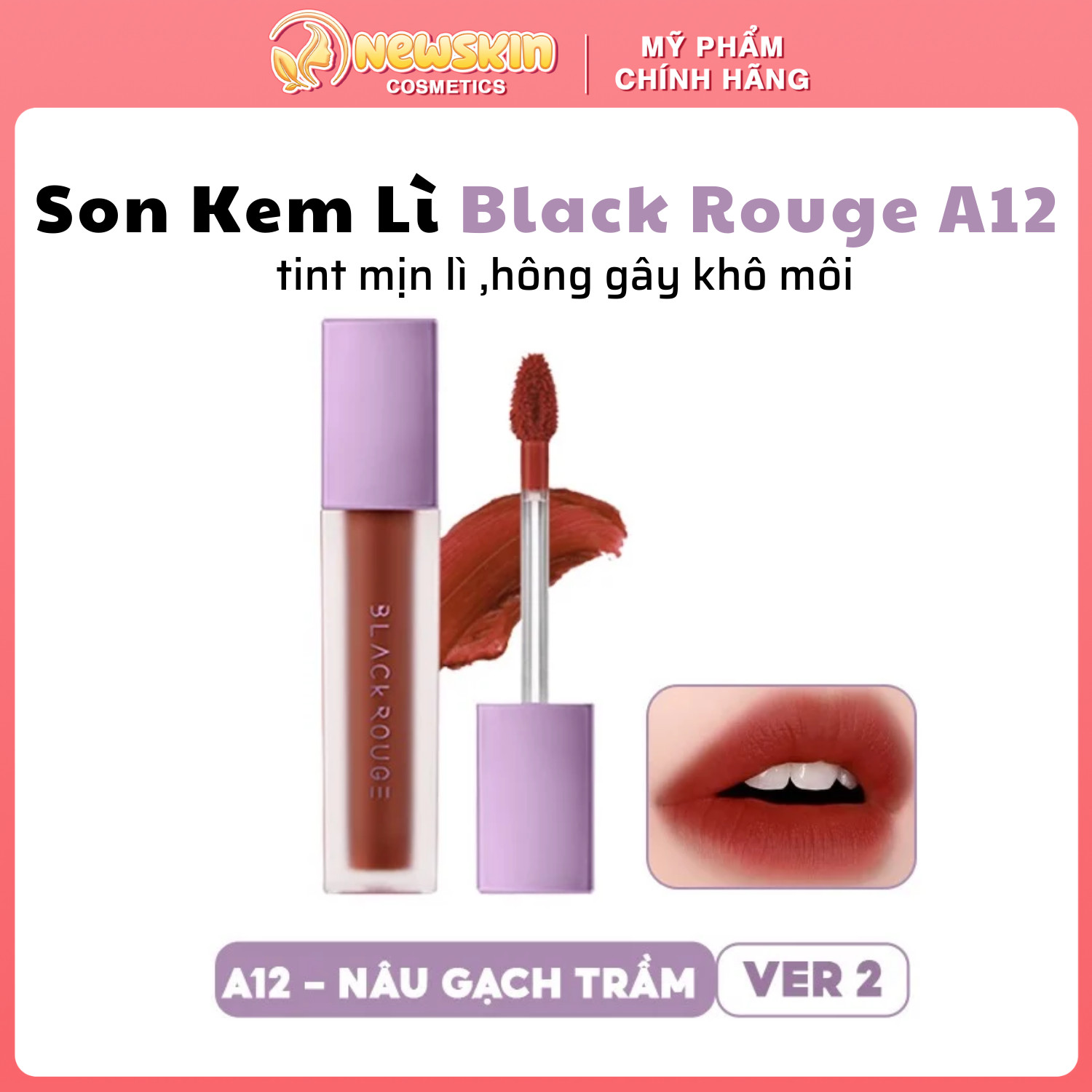 Son Kem Lì Black Rouge Air Fit Velvet Tint A12