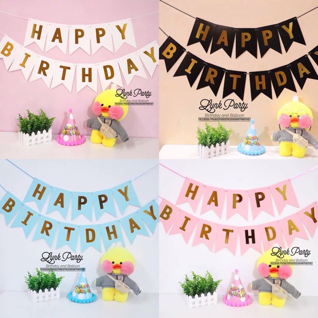 Dây chữ Happy Birthday đuôi cá kèm dây treo