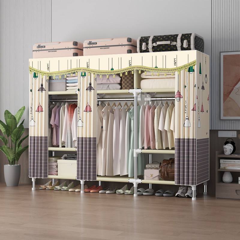 Tủ quần áo vải, tủ vải khung thép titan cao cấp 2 buồng chốt kim loại kích thước 115x165x45cm bảo hành 12 tháng