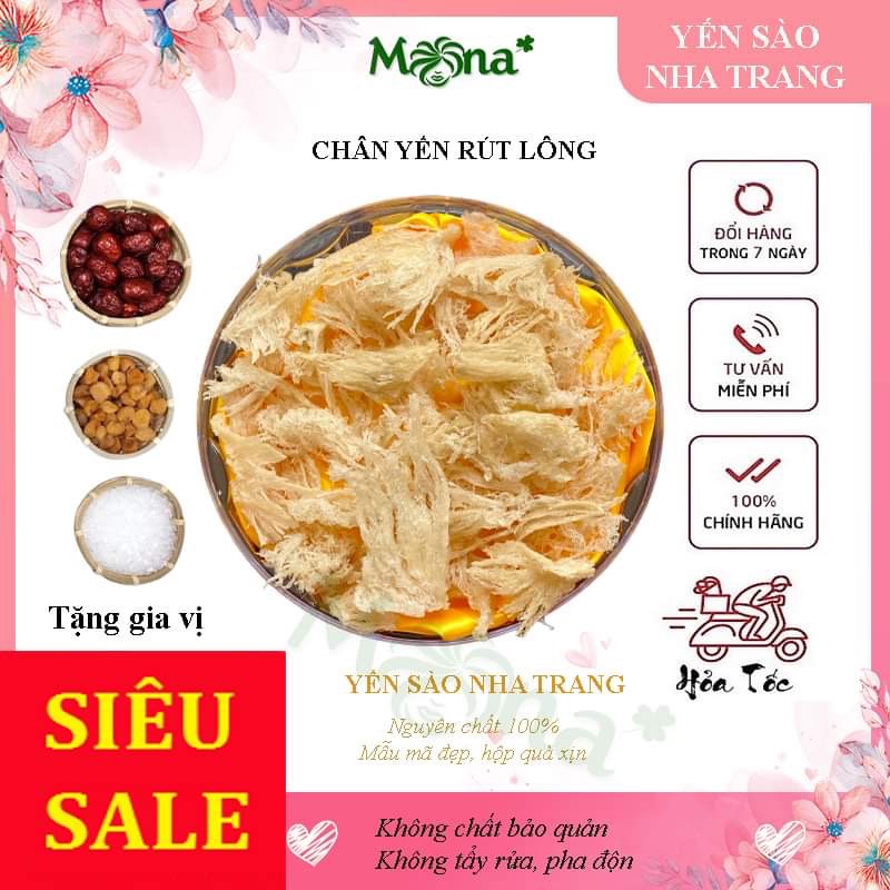 Chân yến rút lông to phun sương yến sào nha trang khánh hoà nguyên chất 100g nguyên chất mana
