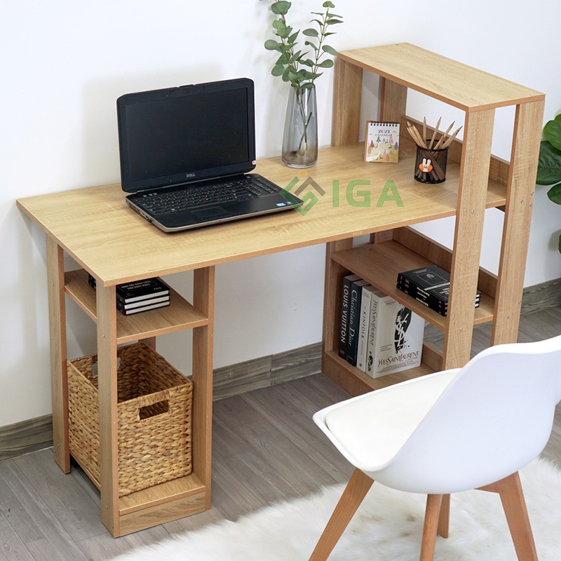 Bàn làm việc 1m kết hợp kệ sách, bàn để máy tính laptop, bàn học thông minh