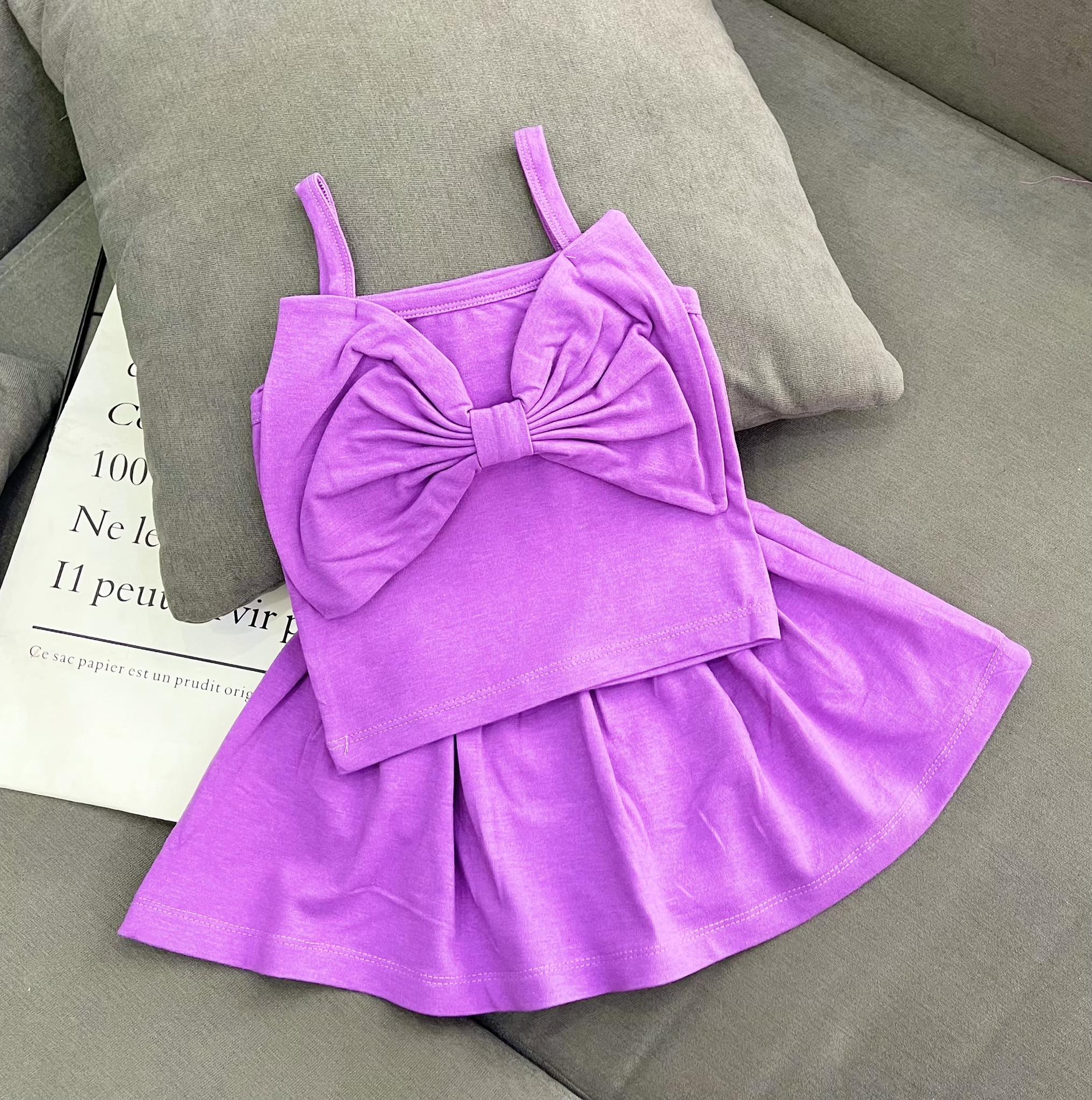 Sét áo dây và chân váy cho bé gái 8-22kg -Sét đồ đẹp cho bé (chân váy có lót trong)