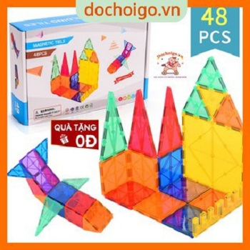 Đồ chơi xếp hình nam châm trong 48 chi tiết cho bé, đồ chơi phát triển trí tuệ dochoigovn