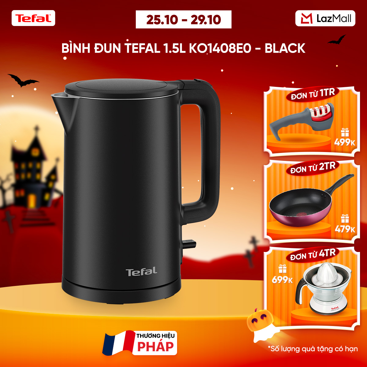 Bình đun Tefal 1.5L KO1408E0 - Black