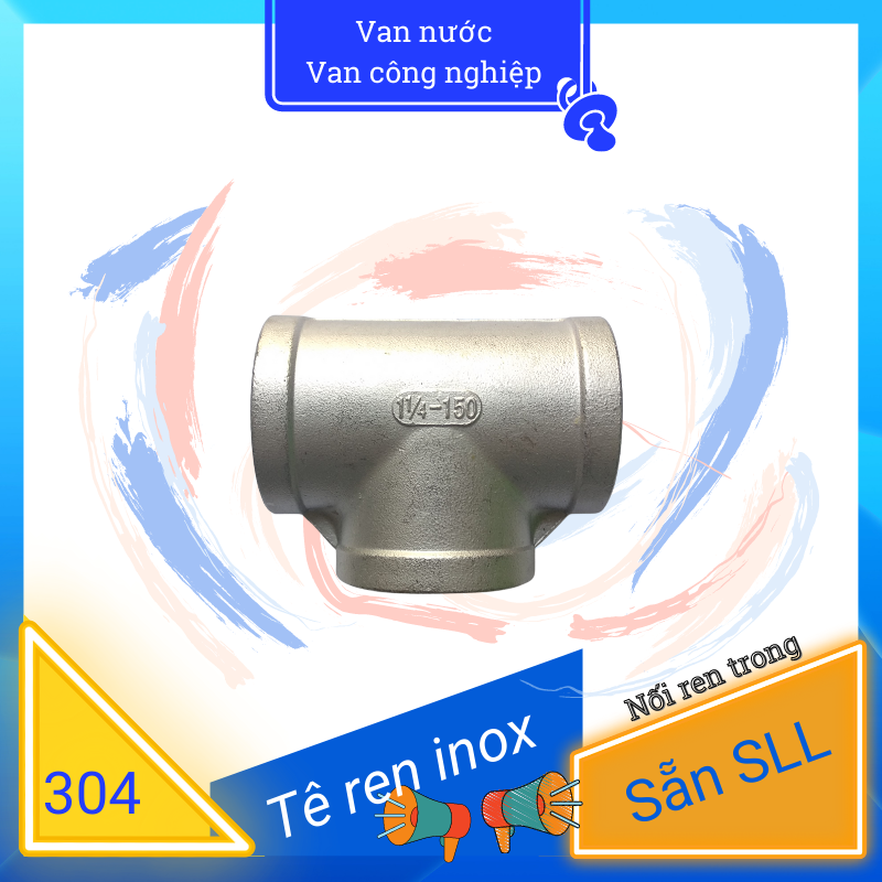 Tê ren inox 304 phi 42 tê chia nước ren trong 3 đầu chất liệu bằng thép không gỉ