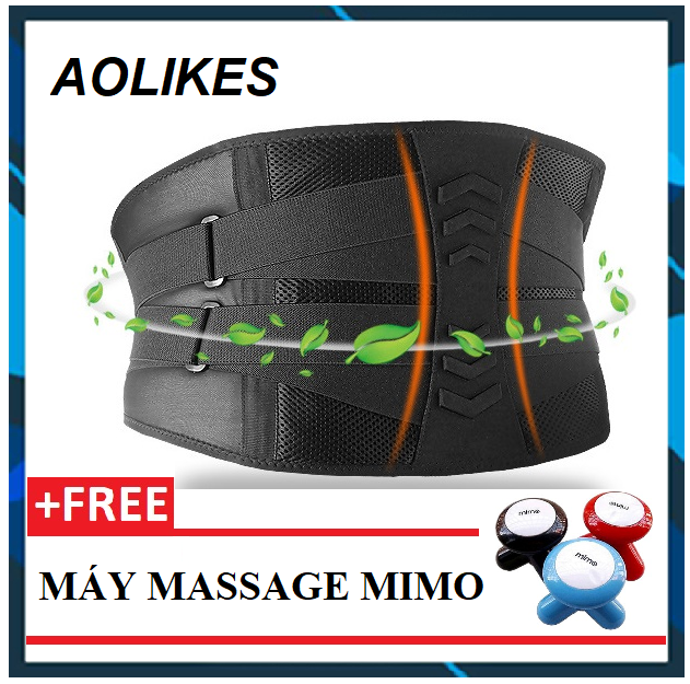 ⚡⚡ [HOT SALE] Đai lưng tập GYM bảo vệ cột sống chống gù lưng có nẹp thép đàn hồi CAO CẤP Aolikes FN7981 - TẶNG 1 MÁY MASSAGE MIMO FUNO