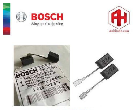Chổi than máy mài E74 Bosch 1619P02870 là 1 trong những phụ tùng không thể thiếu khi sử dụng máy để đảm bảo không bị cọ xát và hư các phụ tùng bên trong