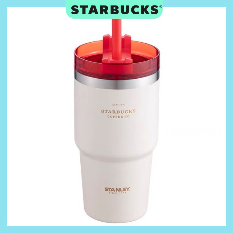 Ly cốc giữ nhiệt STARBUCKS x STANLEY Màu đỏ trắng Noel Dung tích 590ml