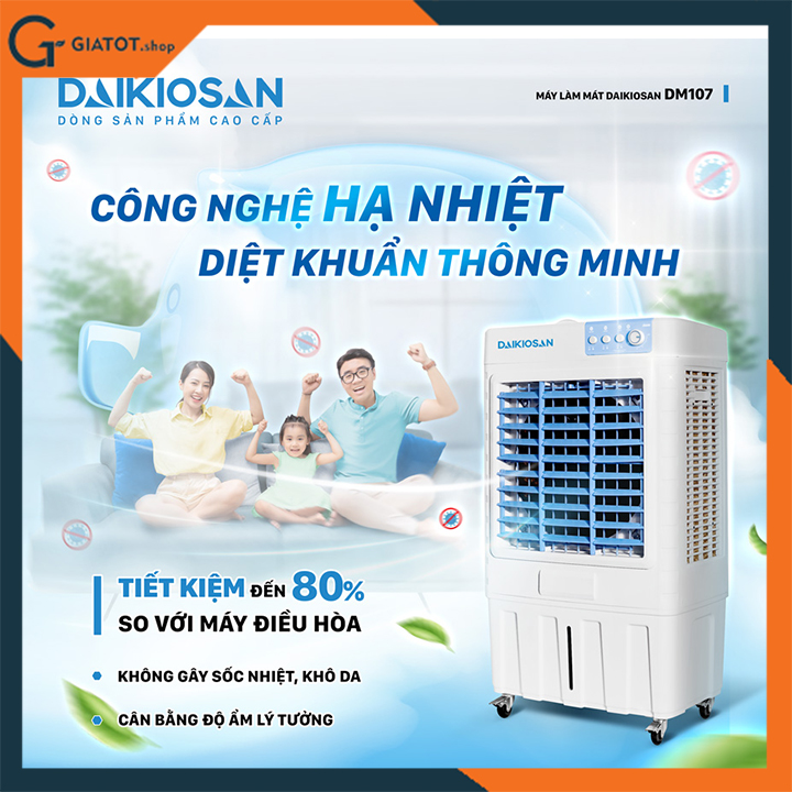 Máy làm mát không khí Daikiosan DM107, quạt điều hòa chính hãng