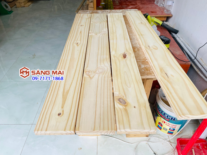 [MS59] Tấm gỗ thông mặt rộng 12cm x dày 1cm x dài 120cm +  láng mịn 4 mặt