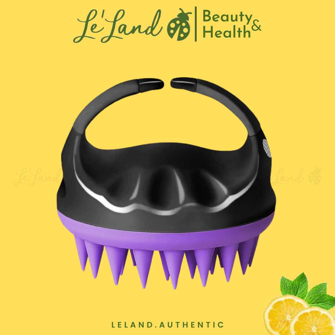 Bill US - Lược gội đầu và kích thích da đầu 2in1 HEETA SHAMPOO BRUSH màu đen tím - lelandauthentic leland