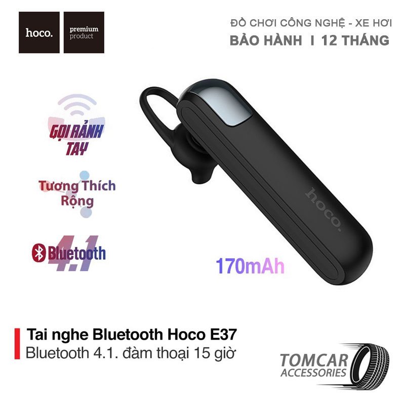 Tai nghe bluetooth Hoco E37 - Wireless V41 WT - âm thanh sống động, chất liệu nhựa nhẹ và chắc chắn giúp làm giảm trọng lượng của tai nghe