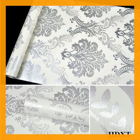 10M Giấy Dán Tường Sẵn Keo Châu Âu Bạc Rộng 45cm