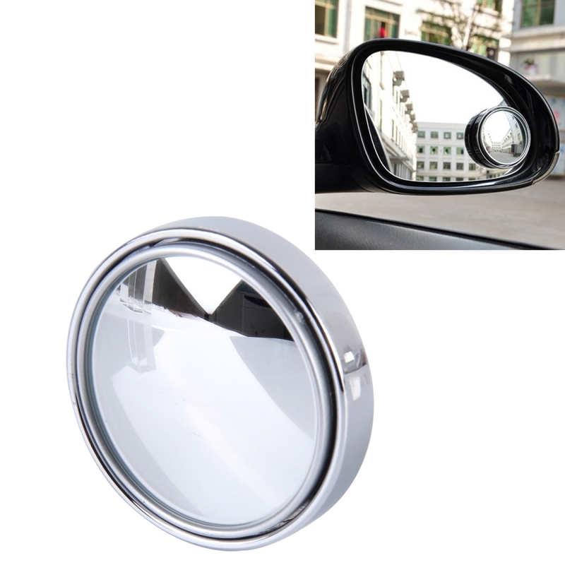 Bộ 2 gương cầu lồi 3R-012 chiếu hậu cho xe Ô tô, màu trắng, loại có viền bảo vệ gương