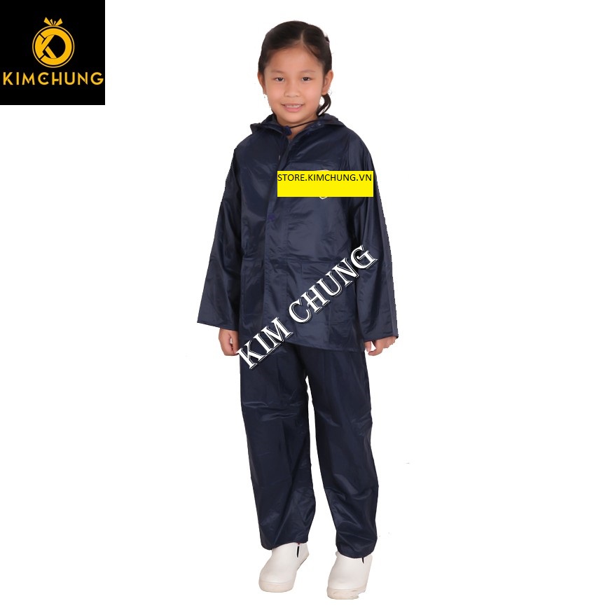 [HCM]Áo mưa bộ vải dù trẻ em siêu bền không thấm nước cho bé (màu xanh đen bé từ 10-17 tuổi)
