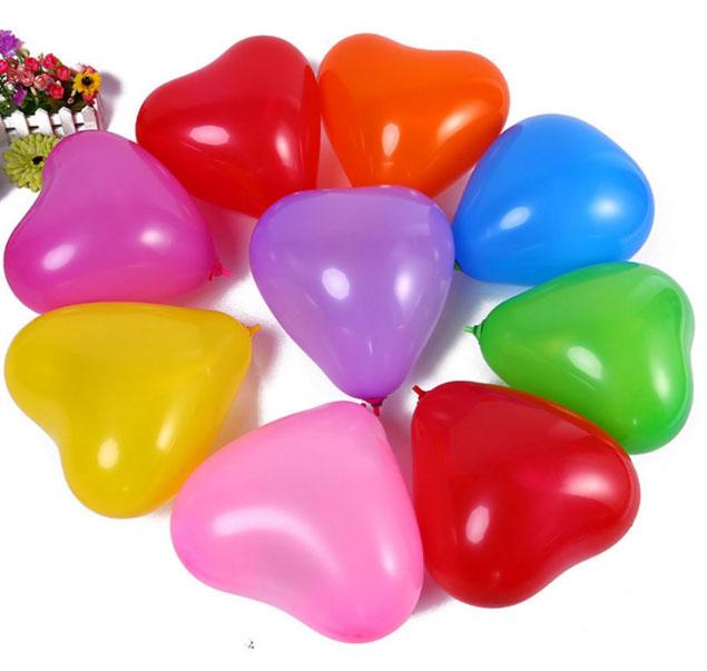 100 Bong Bóng Hình Trái Tim - Bóng Bay Balloon Trái Tim Nhiều Màu 6"