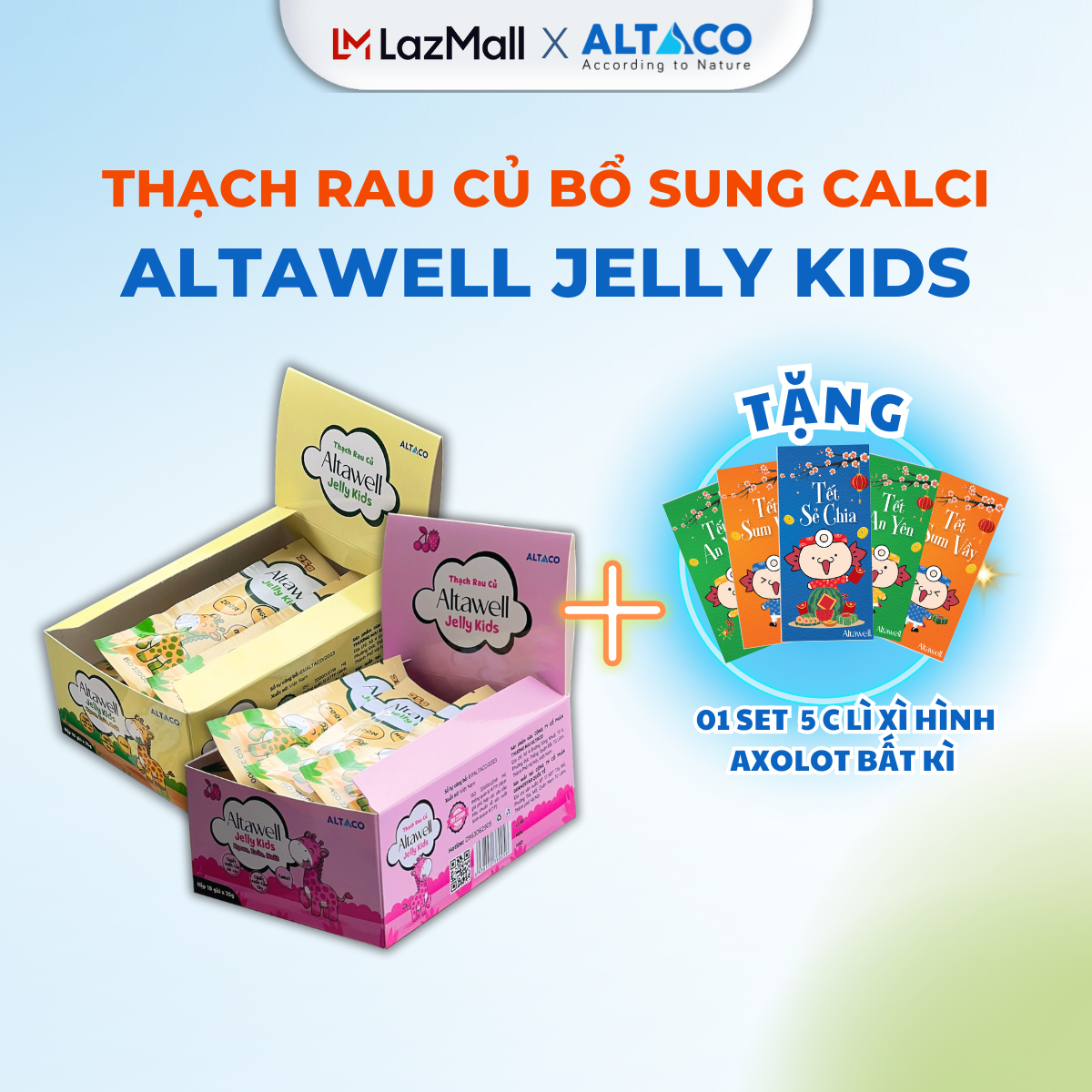 Thạch rau củ Altawell Jelly Kids - Giúp cải thiện đề kháng, bổ sung canxi hữu cơ và hỗ trợ tiêu hóa cho trẻ