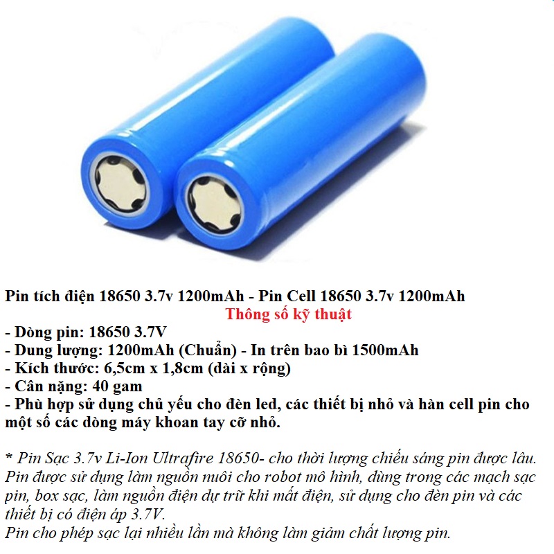 Pin sạc tích điện 1200mah 3.7v, pin cho quạt sạc điện mini cầm tay - pin dự phòng thay thay thế cho quạt điện cầm tay