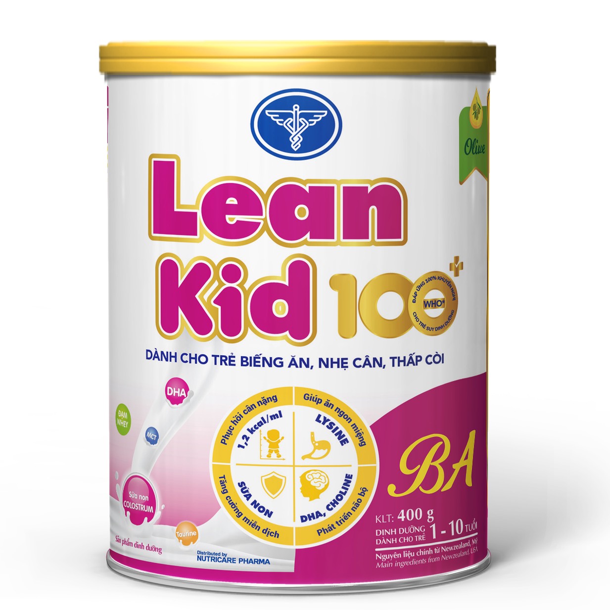 Sữa bột lean kid 100 + ba - dinh dưỡng cho trẻ biếng ăn, nhẹ cân, thấp còi