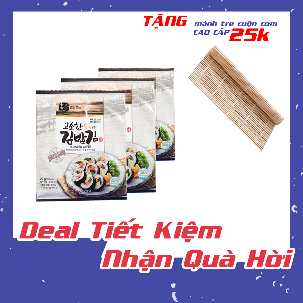 DEAL TIẾT KIỆM, Combo 3 gói lá kim cuộn cơm kimbap K-Food 20g loại 10 lá Hàn Quốc, lá kim rong biển sấy khô, lá kim rong biển ăn liền, thực phẩm chay giảm cân tốt cho sức khỏe, nguyên liệu làm kimbap sushi, đồ ăn vặt Hàn Quốc.