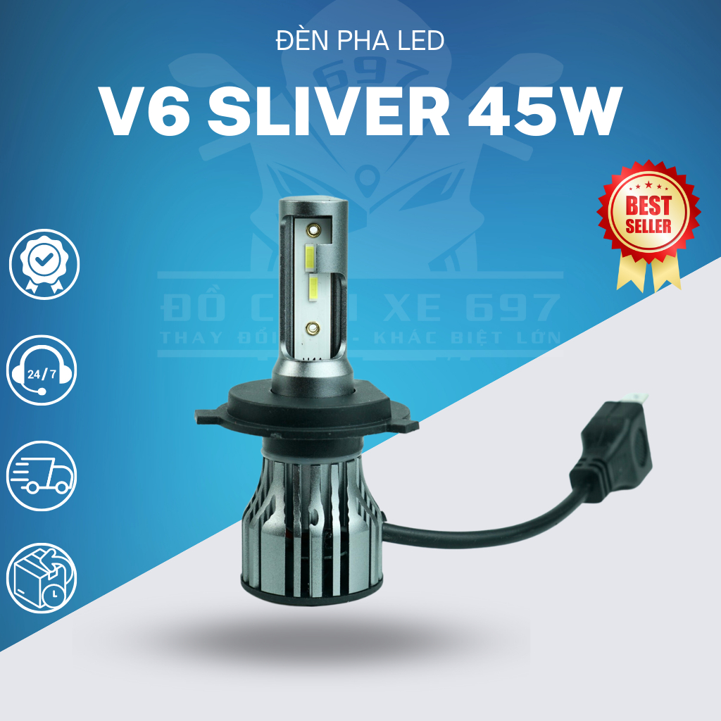 Đèn pha led Ô tô, Xe máy V6 Cree 45W 12V. Chip led Cree 6000K. Bảo hành 6 tháng