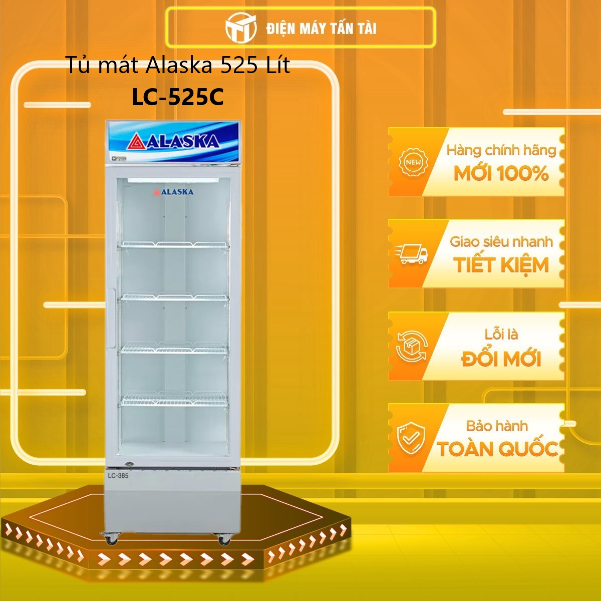 Tủ Mát Alaska LC-525C 1 Cánh, Dung Tích 525L, Kính Hút Chân Không