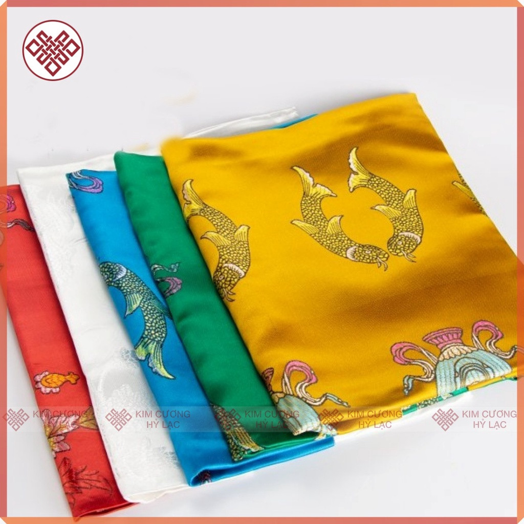 Khăn Khata lụa thêu Bát cát tường 250X40cm