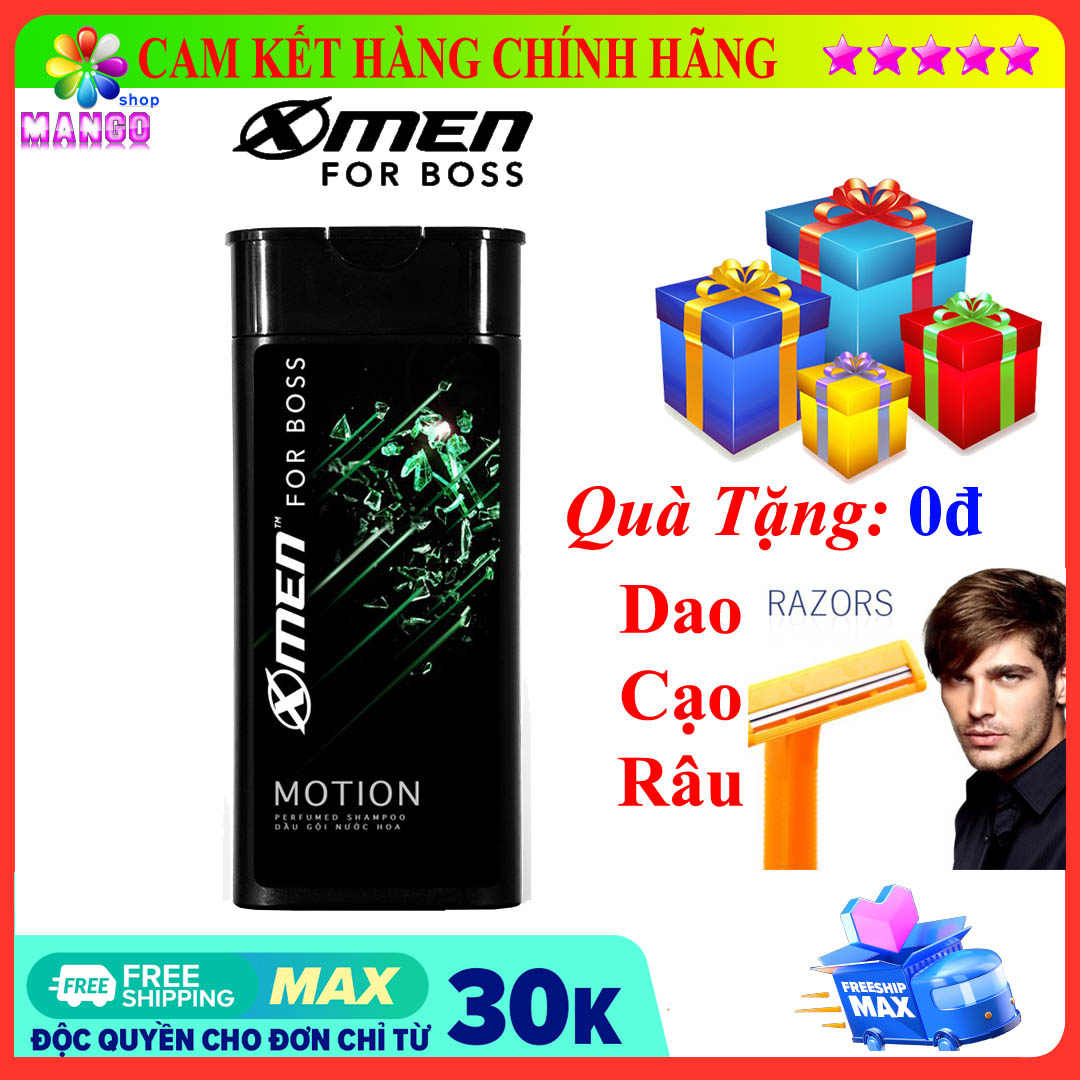 Dầu gội nước hoa X-Men For Boss Motion 180g - Mùi hương năng động phóng khoáng 1 Cây Dao Cạo Râu Razors