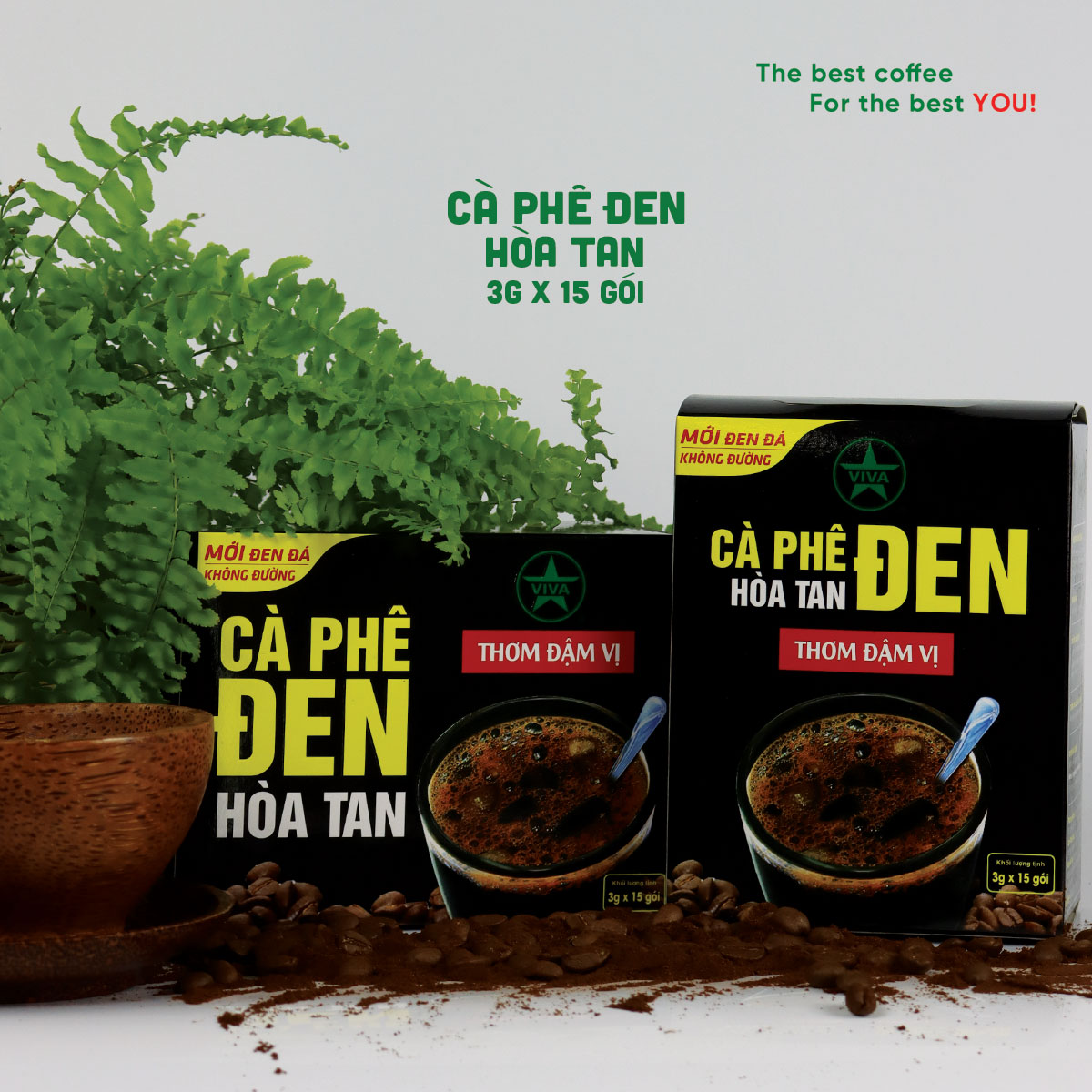 Hộp 15 gói cafe đen hoà tan Viva - Thơm Đậm Vị