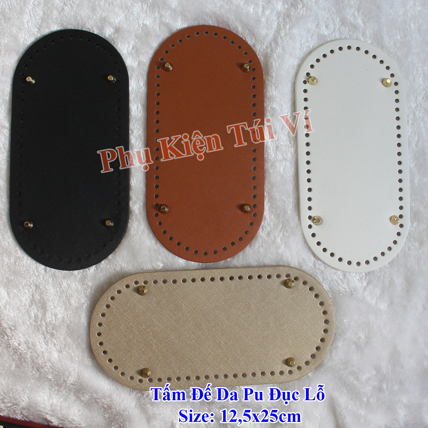 Tấm đế da pu đục lỗ 12,5x25cm