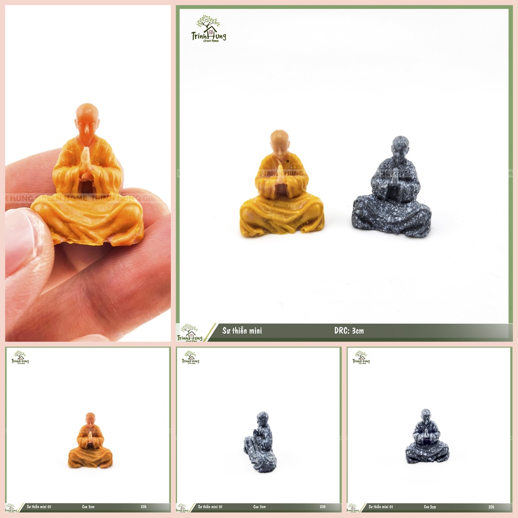 Mô hình tượng nhà sư mini - Trang trí tiểu cảnh, bán cạn, terrarium