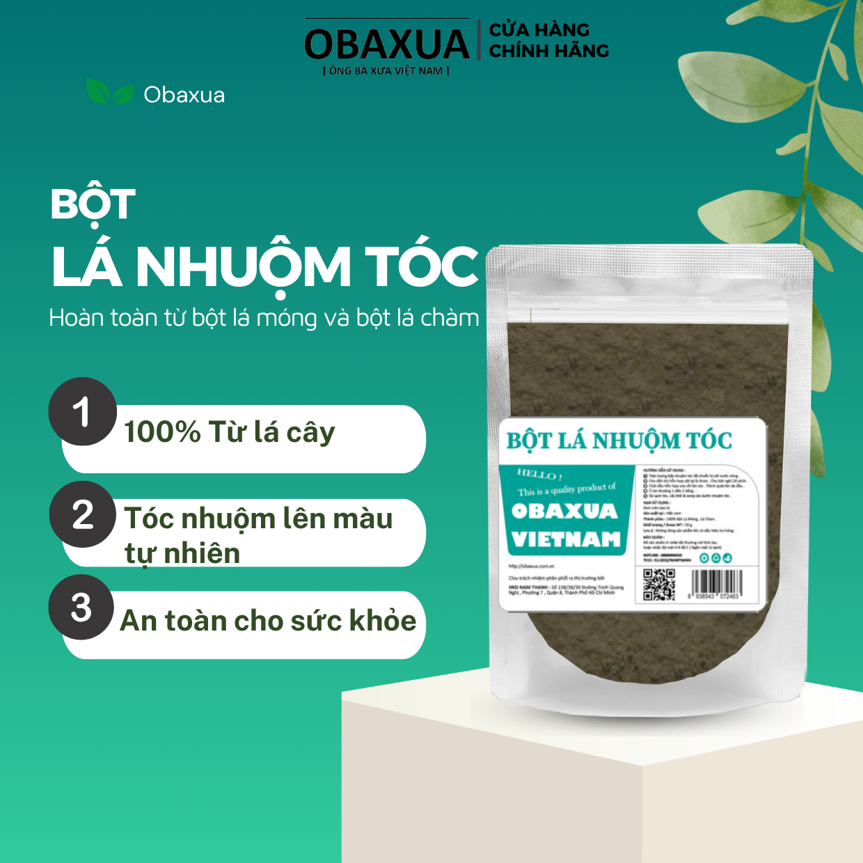 [HCM]Nhuộm Tóc Thảo Dược - Túi zip tiết kiệm 50Gr - Chiết xuất từ bột lá cây- Nâu đỏ Nâu Đen Màu Đen