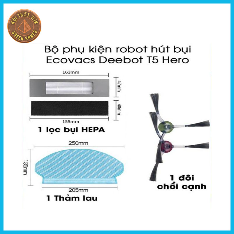 Bộ Phụ Kiện Robot hút bụi Ecovacs Deebot T5 Hero