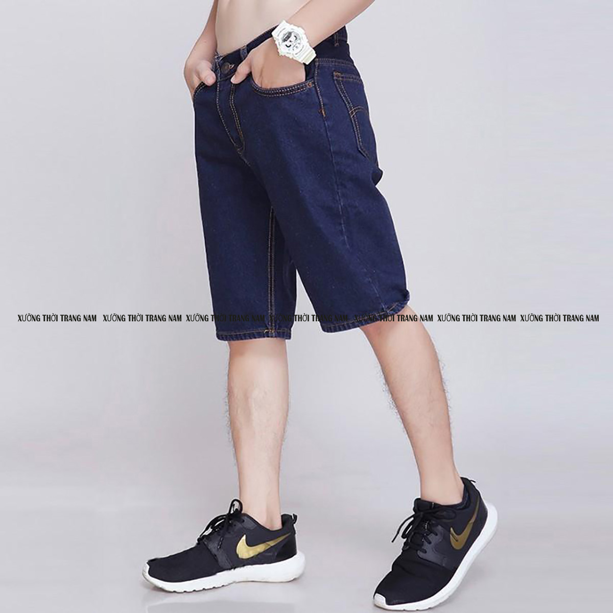 quần short jean nam ống suôn  TMS02