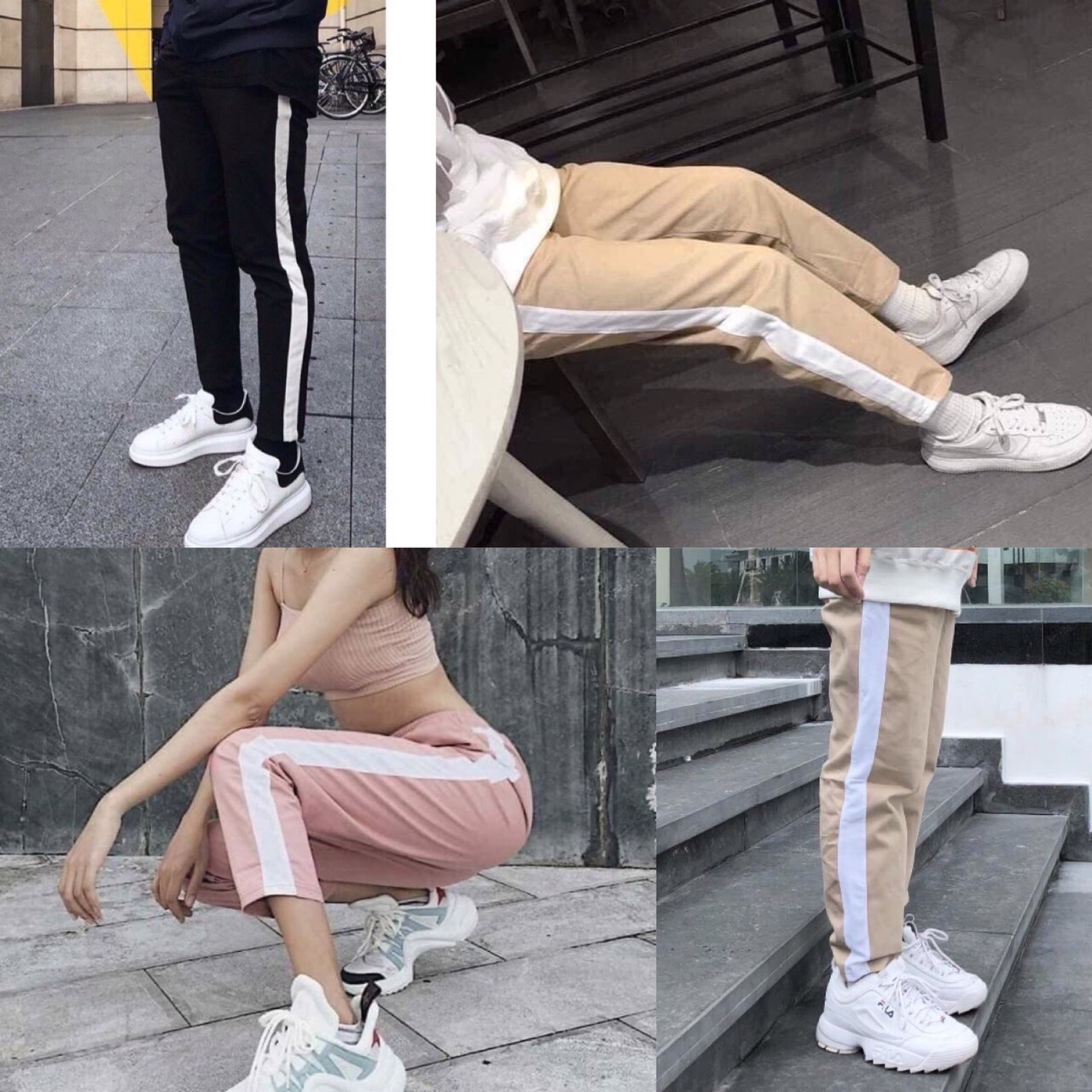 [HCM]QUẦN KAKI PHỐI 1 SỌC NAM NỮ THỜI TRANG SAKURA MS98M