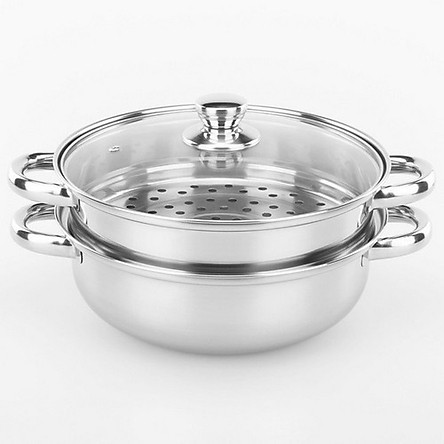 Nồi hấp inox đa năng 2 tầng 3 đáy cao cấp, Nồi hấp 3 tầng đường kính 28cm dùng trên mọi loại bếp (28 cm) + Tặng khăn lau tay, nồi hấp, noi hap 2 tang, nồi hấp 3 tầng, nồi hấp 2 tầng size lớn, nồi, HÀNG CHUẨN, UY TÍN 1 ĐỔI