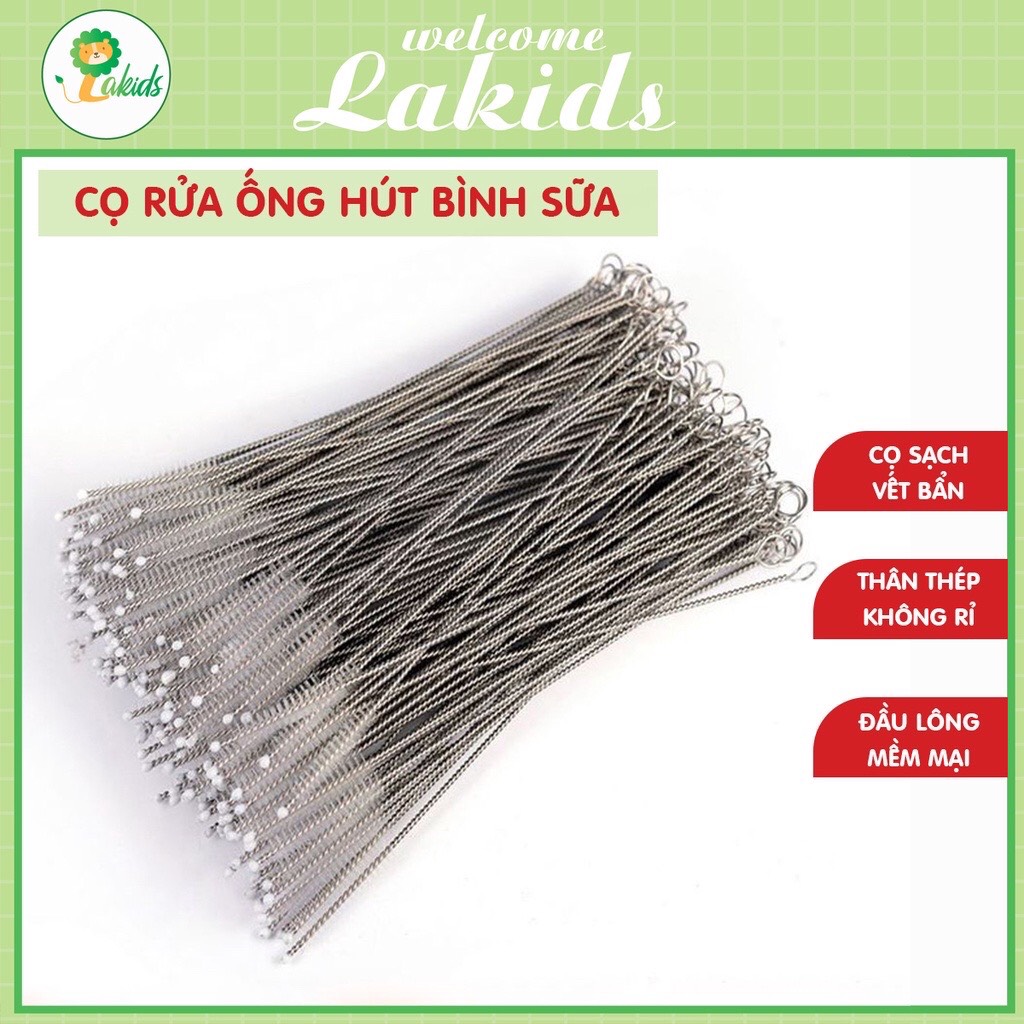 Cọ rửa ống hút bình sữa, que rửa ống hút bình uống nước, cây cọ rửa ống hút inox siêu sạch - Lakids