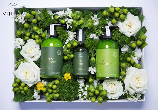 Combo Dầu Gội Bưởi Vijully chính hãng - Xịt tinh dầu kích mọc tóc, dầu xả và dầu gội Vi Jully