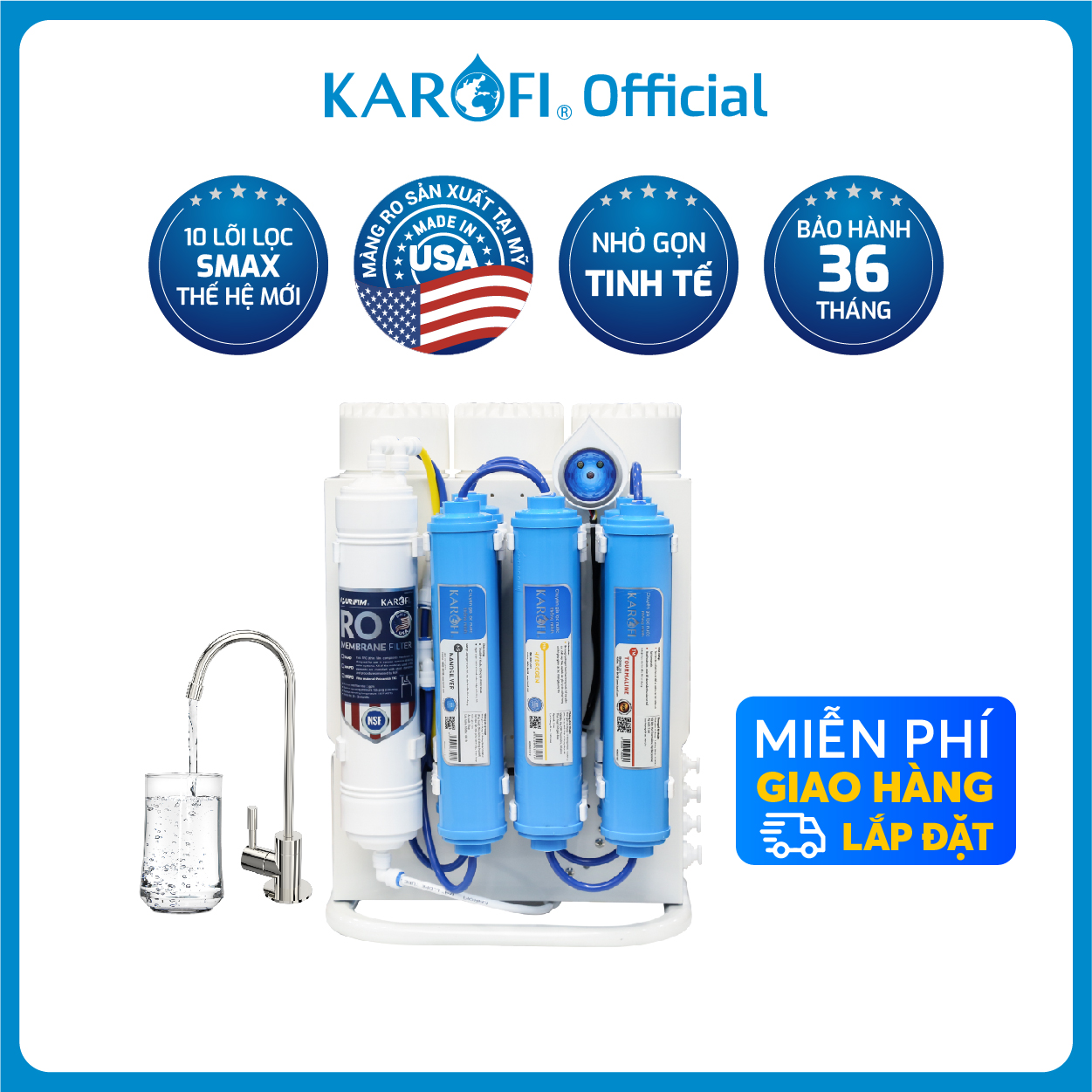 Máy lọc nước sạch để gầm không tủ karofi kaq-u16 - 10 lõi lọc, nhỏ gọn nhất thị trường - bảo hành 36 tháng