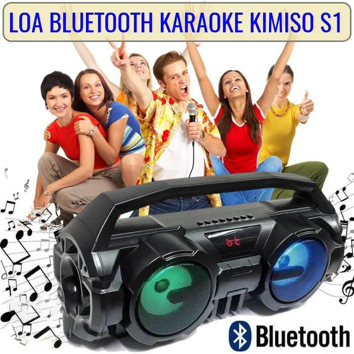 [HCM]Loa Karaoke Di Động Loa KM-S1 Loa Karaoke Bluetooth Kimiso KM-S1 Tặng Kèm 1 Micro Hát Karaoke Có Dây Cắm Trực Tiếp Công Suất 50W Bass Cực Mạnh Loa Karaoke Bluetooth Xách Tay KM-S1 Đèn Led Sống Động Loa Bluetooth USB Thẻ Nhớ TF Jack